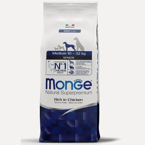 Изображение товара Корм для пожилых собак средних пород Monge Dog Medium Senior с курицей 12 кг