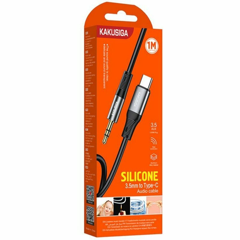 Кабель аудио Kakusiga, Type-C - AUX, Hi-Fi, 3,5мм, 1м, угловой, черный — фото 1