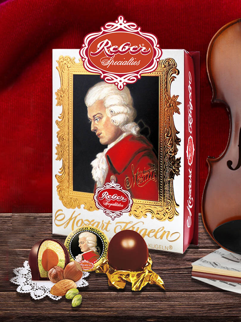 Конфеты шоколадные Reber Mozart из горького и молочного шоколада, 120 г — фото 1