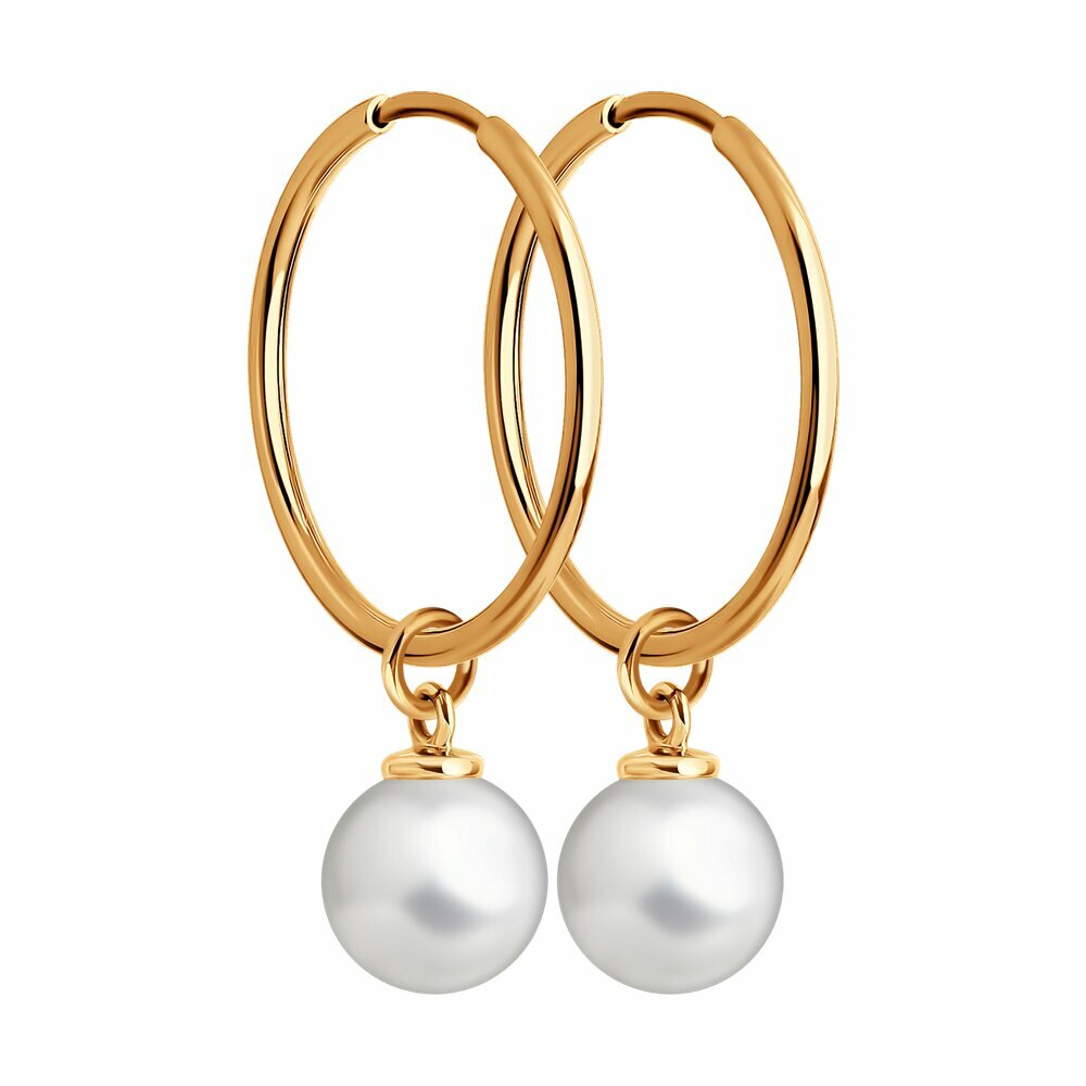 Серьги, красное золото, 585 проба, жемчуг пресноводный культивированный