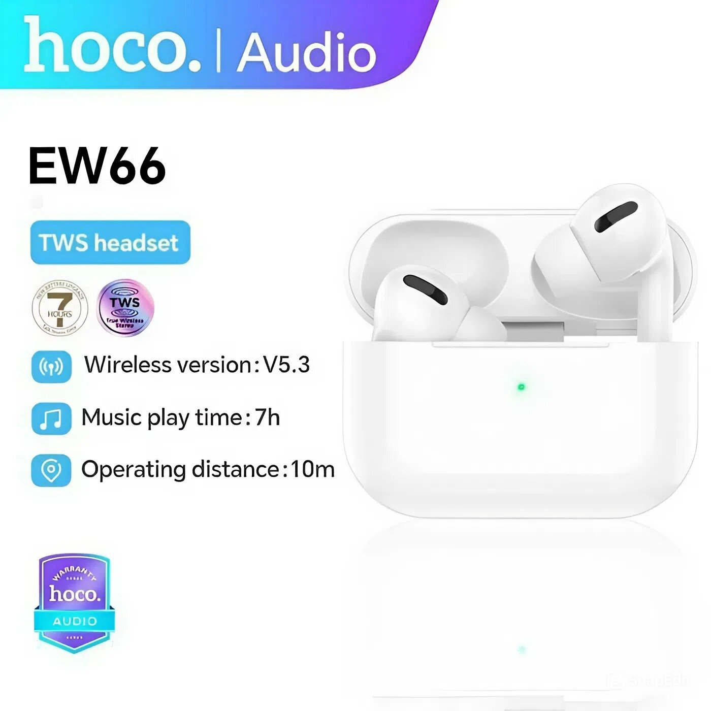 Беспроводные наушники Airpods pro 2 Hoco EW66, 7 часов беспрерывного использования, Premium, Bluetooth 5.3