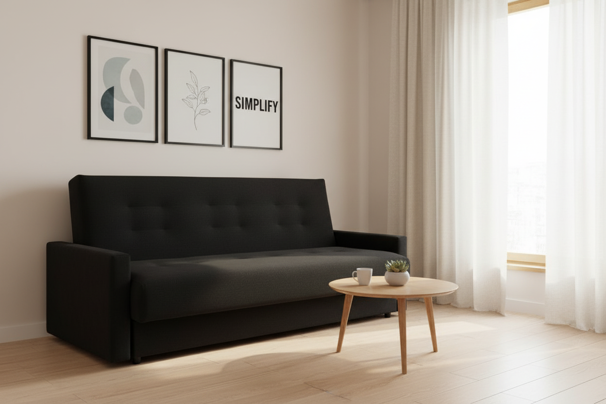 Диван кровать FotoDivan "Милан 120", раскладной, прямой, механизм "книжка", черный