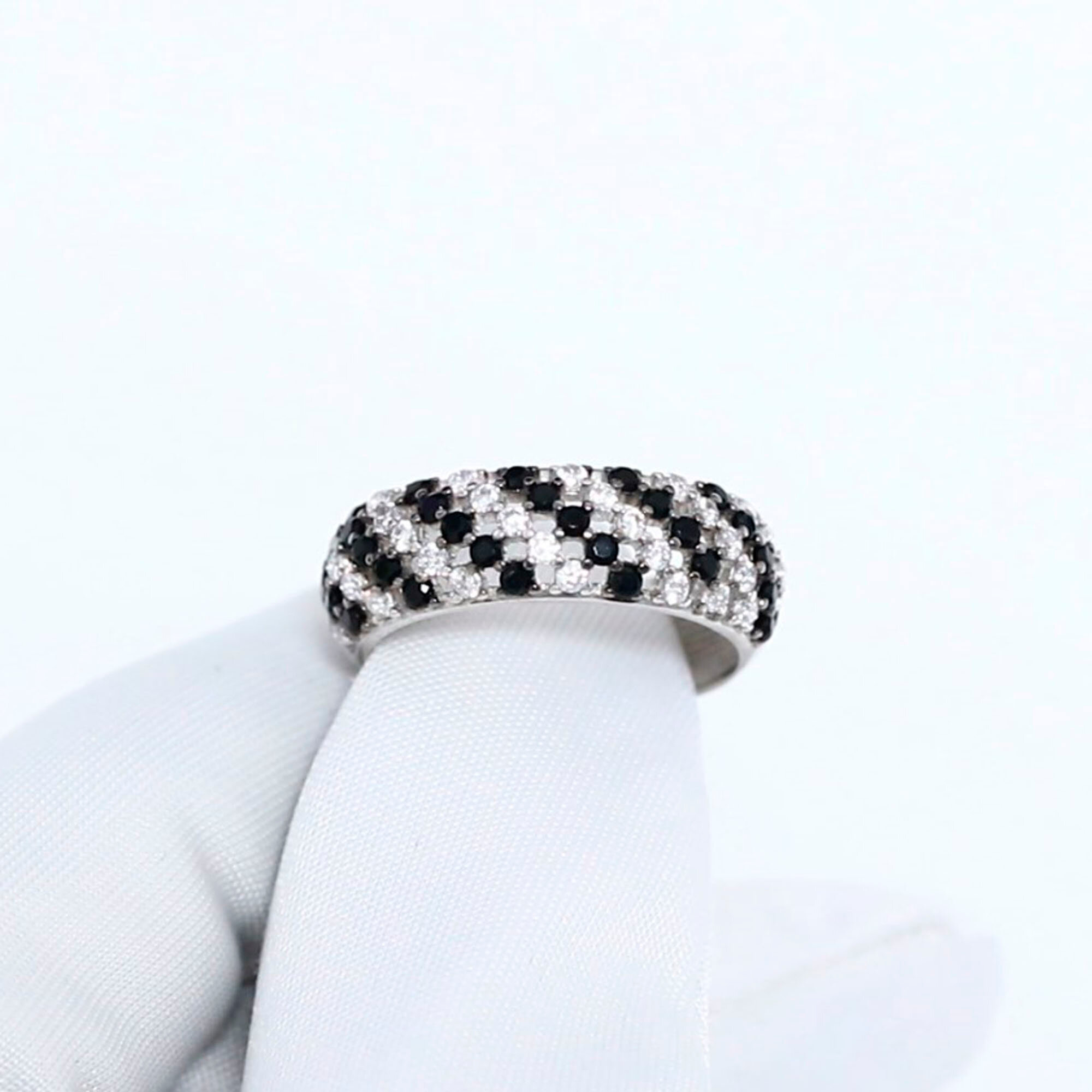 Кольцо, серебро, 925 проба, родирование, фианит, шпинель