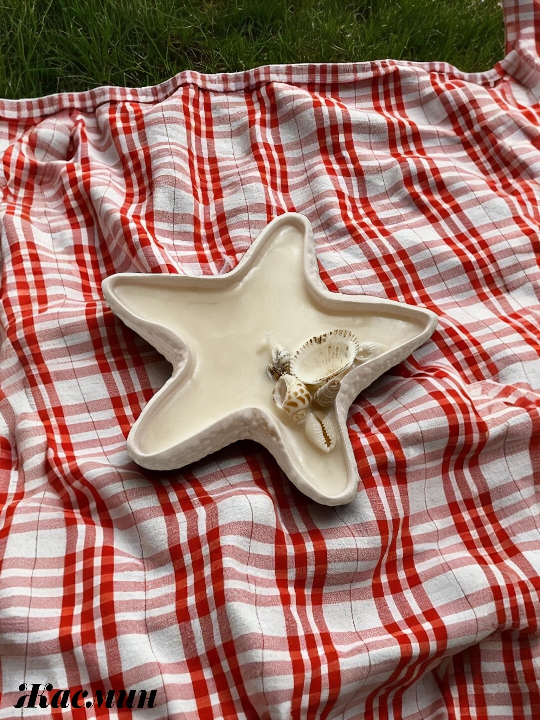 Декоративная арома-свеча Морская звезда, 13*13*3 см - Белый