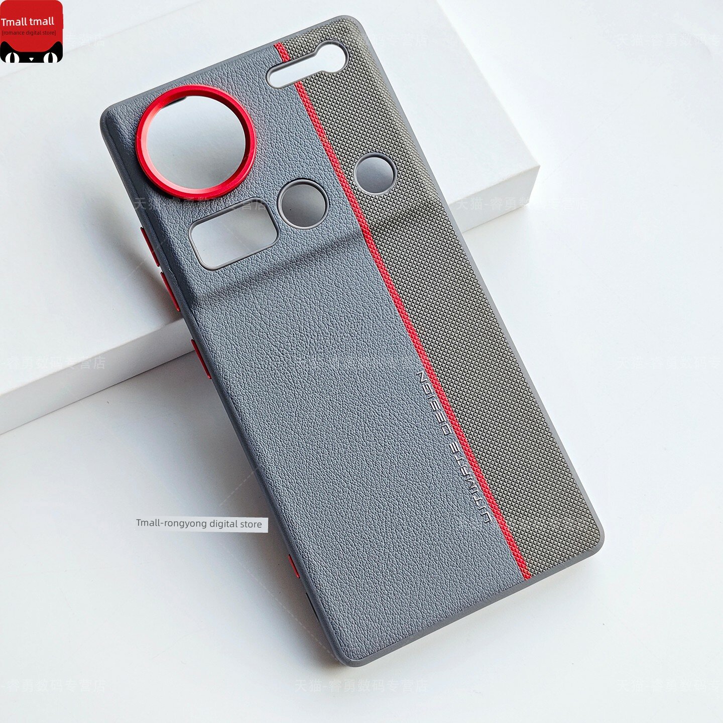 Чехол для Nubia Z80 Ultra из премиум кожи с металлическим логотипом — серый, ультратонкий и защищающий, полная защита