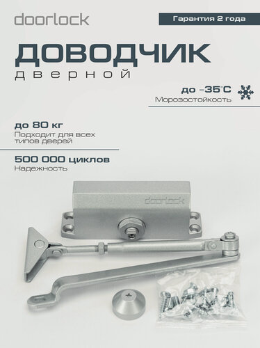 Изображение товара Доводчик дверной DL SMART морозостойкий уличный от 40 до 80кг серебристый