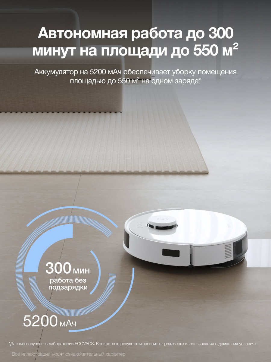Робот-пылесос ECOVACS DEEBOT N20 PRO, 8000 Па, 5200 мАч, белый — фото 1