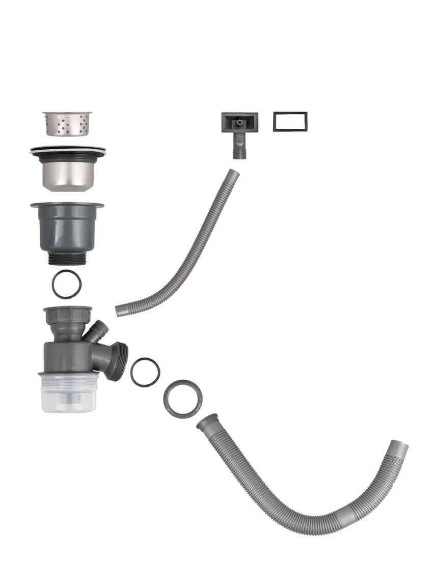 Сифон для мойки из нержавеющей стали с большой горловиной