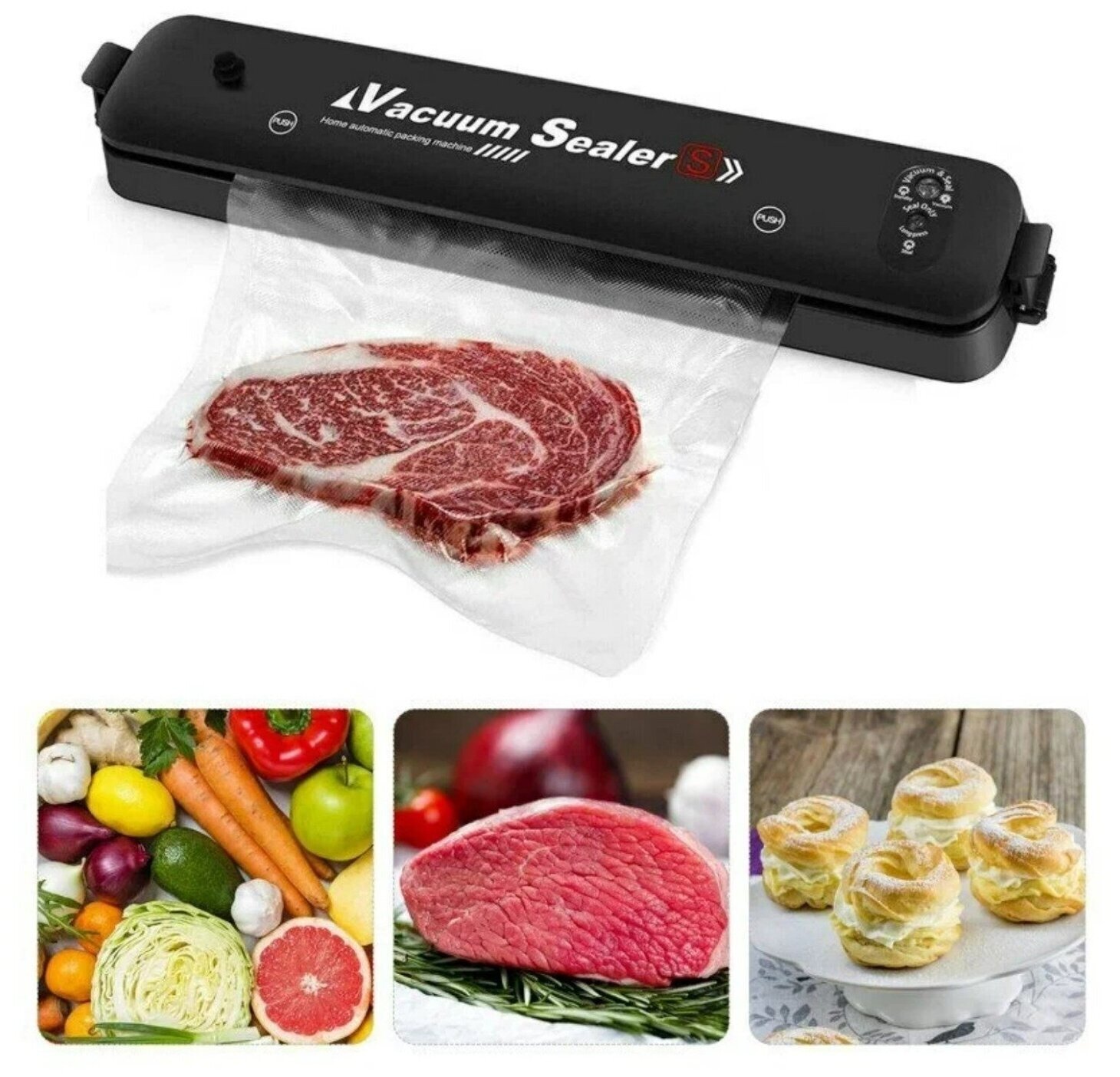 Вакуумный упаковщик, Vacuum Sealer, Запайщик пакетов, Вакууматор для продуктов, Упаковщик пакетов