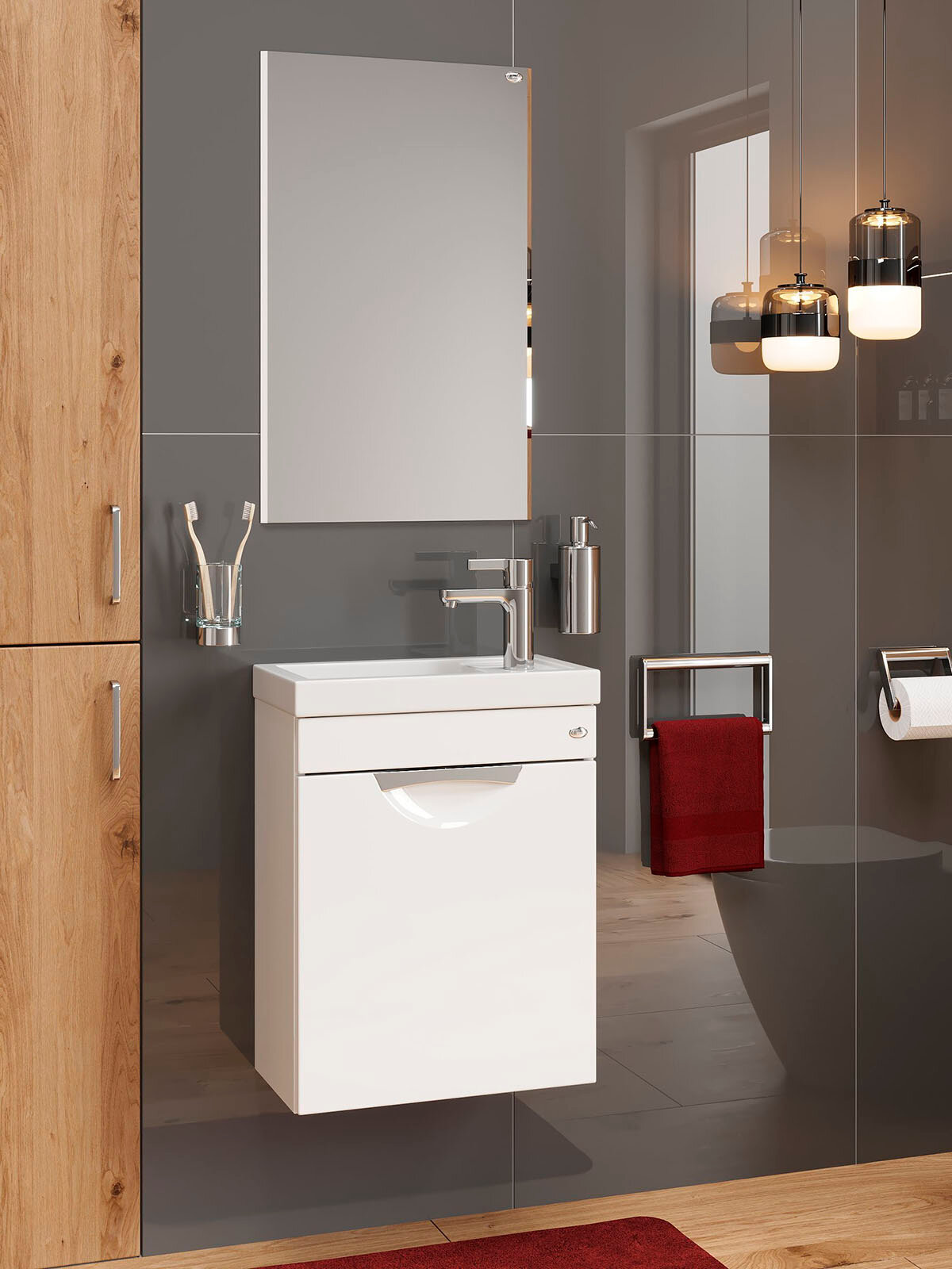 Тумба под раковину в ванную Onika Комо 45 подвесная, белая (ум. Фостер 45)