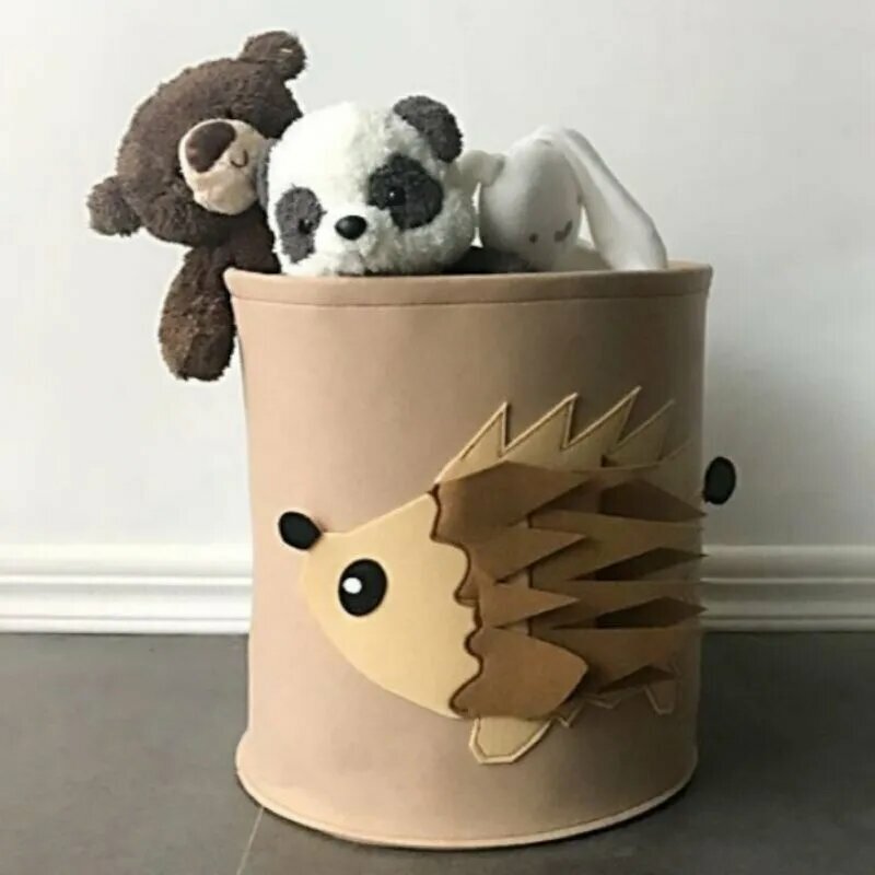 Корзина для игрушек из фетра "Ёж", органайзер для детской, бежевая