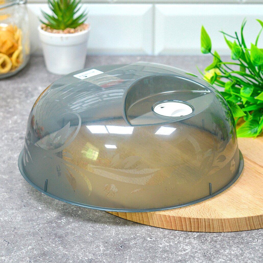 Крышка для СВЧ 23см  черная  из полипропилена  удобство и качество