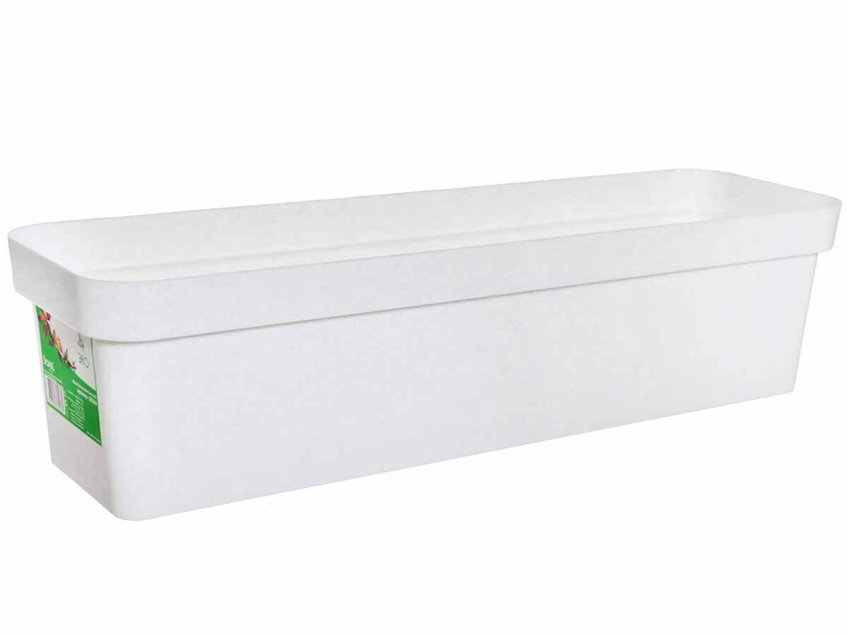 Ящик балконный пластиковый 60х17х15см цвет белый для цветов и зелени