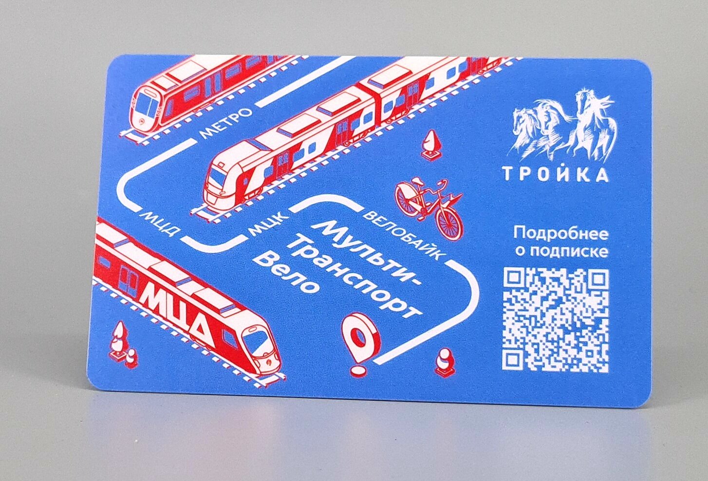 Коллекционная транспортная карта Тройка Мультитранспорт - Метро МЦК МЦД Велобайк. пластик