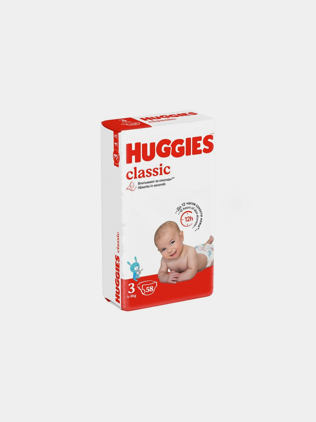 Подгузники Huggies Classic, 3 шт, 58 шт, 4-9 кг Huggies Classic