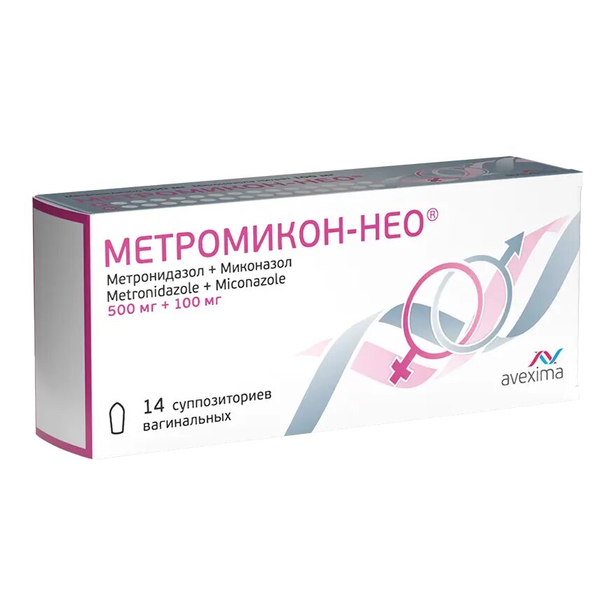 МетромиконНео суппозитории вагинальные 500 мг100 мг 14 шт