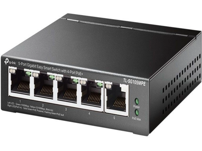 Коммутатор TP-Link TL-SG105MPE (L2) 5x1гбит/с 4PoE+ 120W неуправляемый