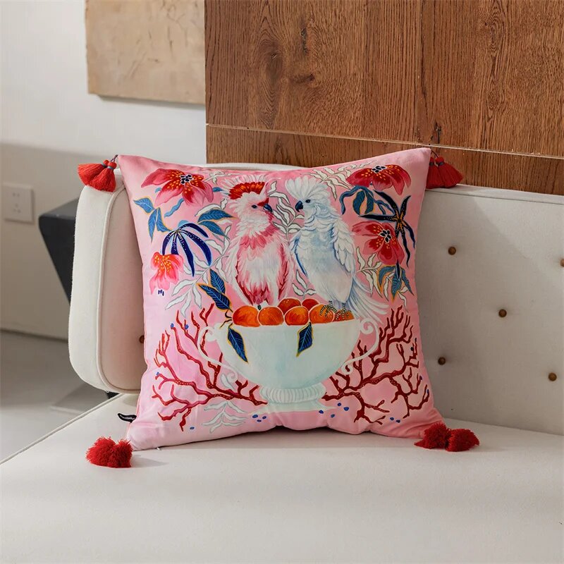 Бархатные наволочки Formaso с тигром 45x45 см 50x50cm(20 Inch) Розовый