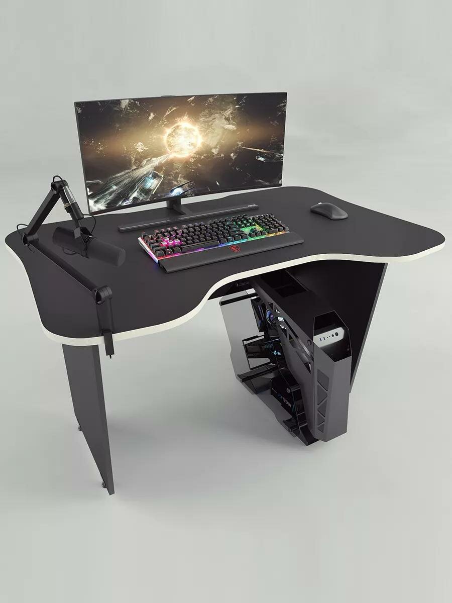 Игровой компьютерный стол FLY, Черно-Белый
