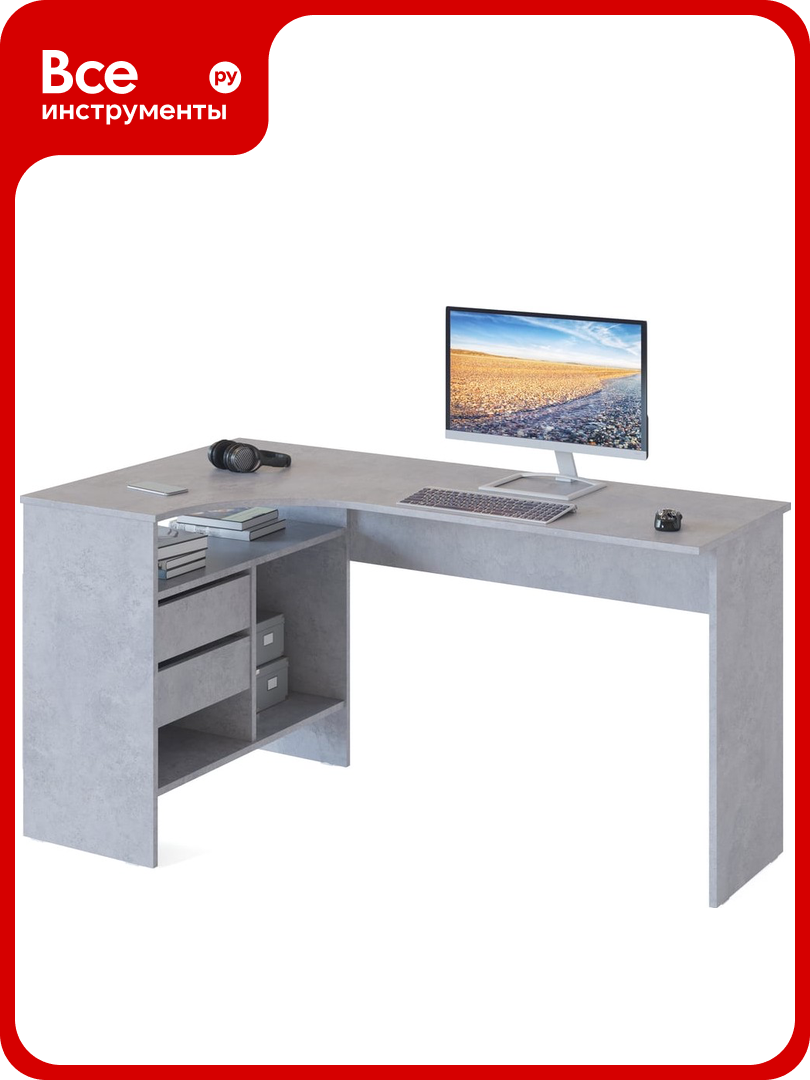Письменный стол сокол СПм-25 левый бетон 00-00011530