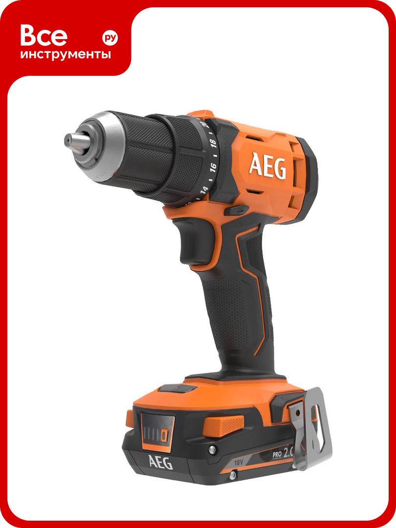 Дрель-шуруповёрт AEG BS18G4-201, аккумуляторная, быстрозажимной патрон