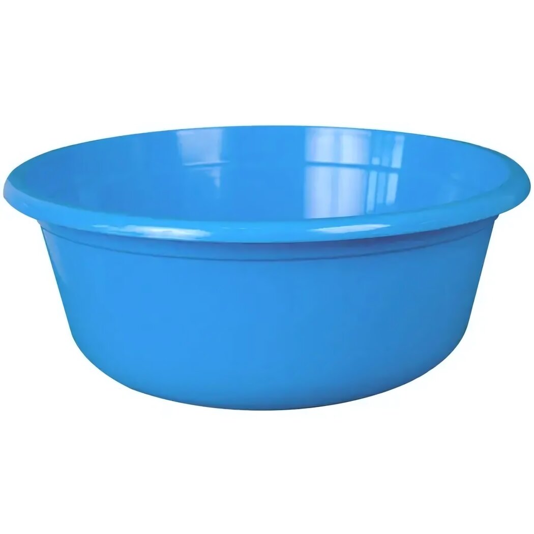 Таз круглый 25л  пластик  прочный  широкий ободок  цвет ярко голубой