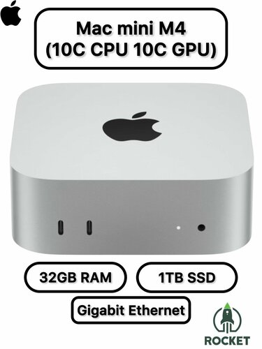 Мини компьютер Apple Mac Mini M4 2024 10C CPU, 10C GPU, 32GB RAM