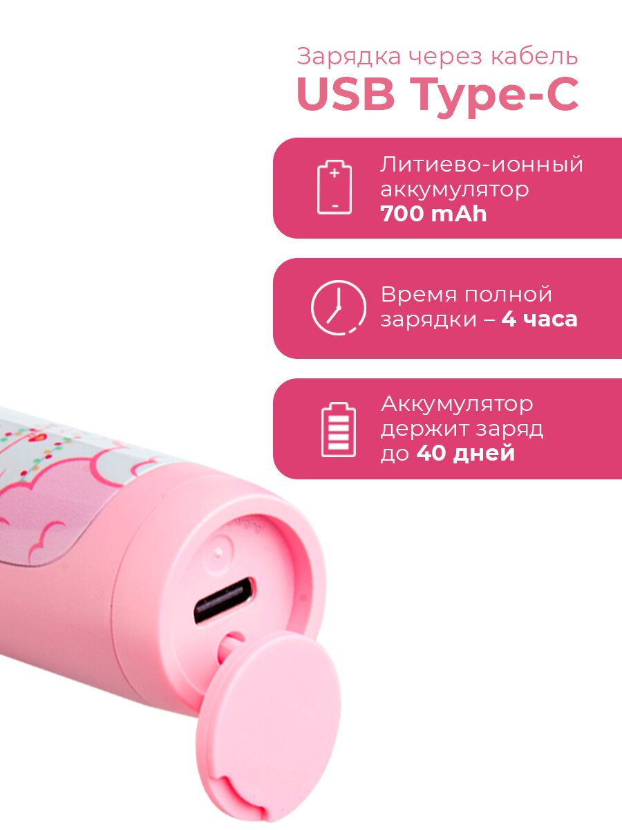 Зубные Щетки Электрические Электрическая зубная щетка Revyline RL 035 Kids звуковая, с датчиком давления, розовая, детская, для девочки