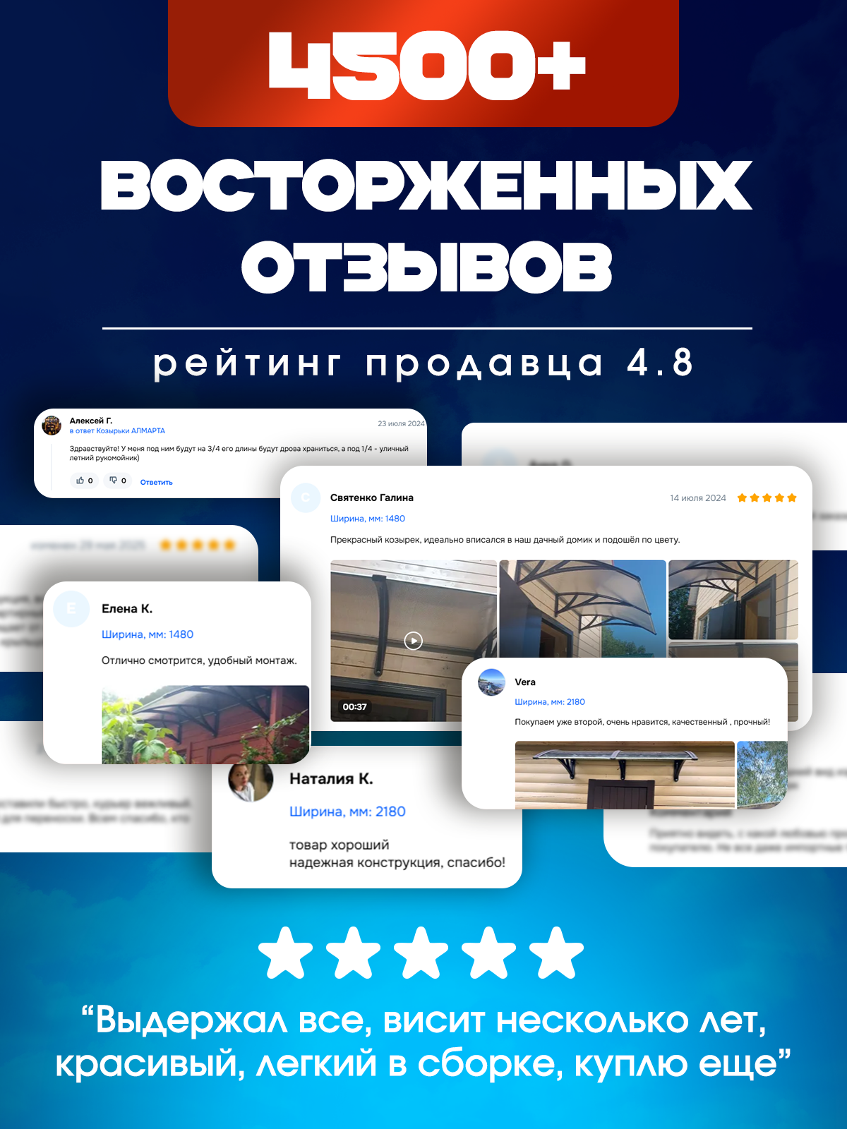Усиленный козырек над крыльцом дверью, входом, окном для дома и дачи Алмарта с коричневыми кронштейнами и поликарбонатом бронза 73SB2200 — фото 1