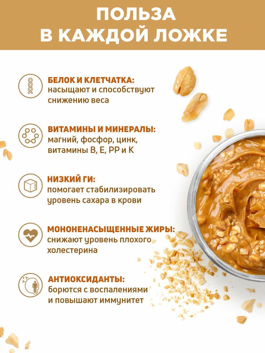 Арахисовая паста DopDrops хрустящая с кусочками арахиса 1 кг — фото 1