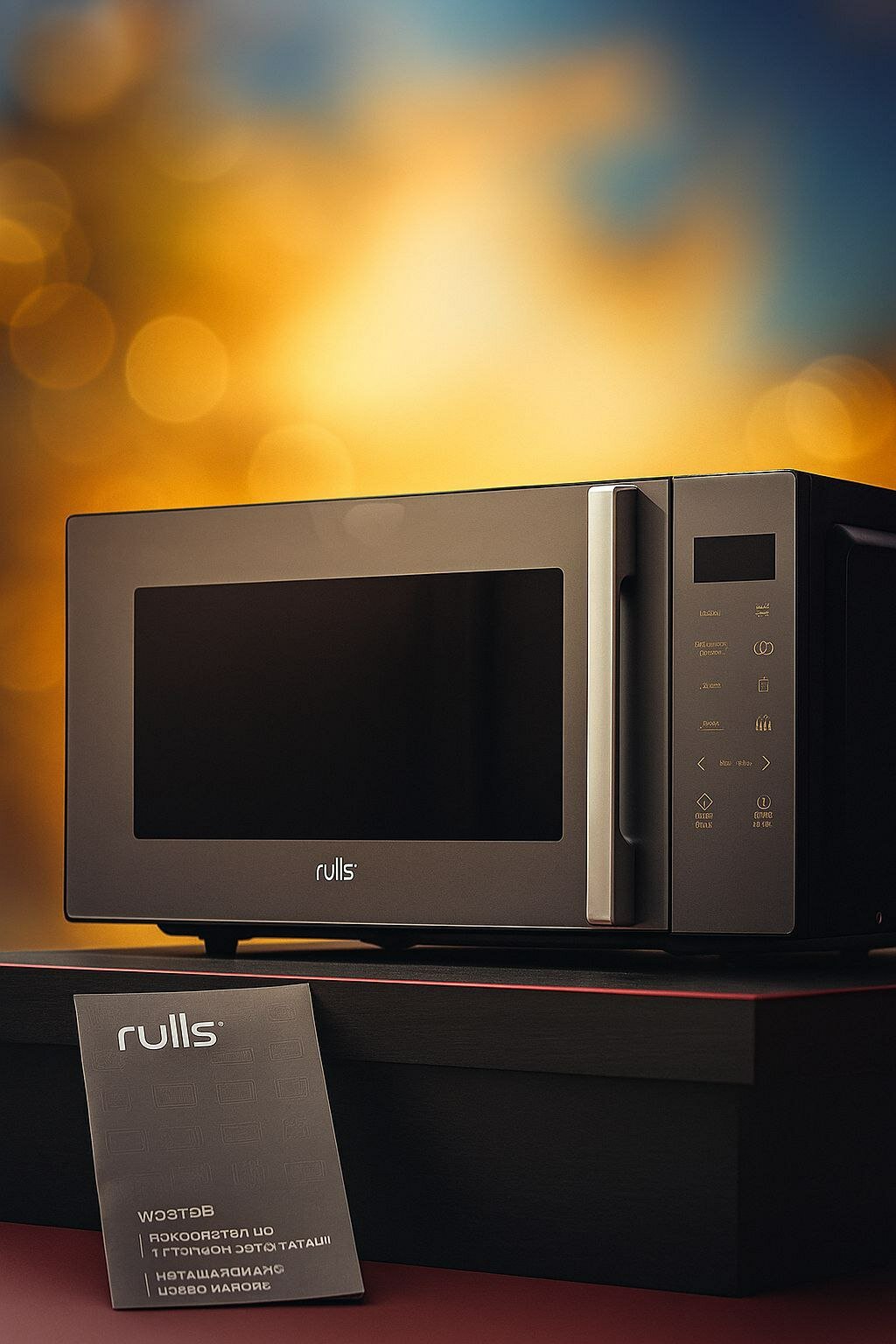 Микроволновая печь Rulls W23TS8 23 л. с грилем, сенсорное управление, темно серый стильный современный корпус Hi-Tech