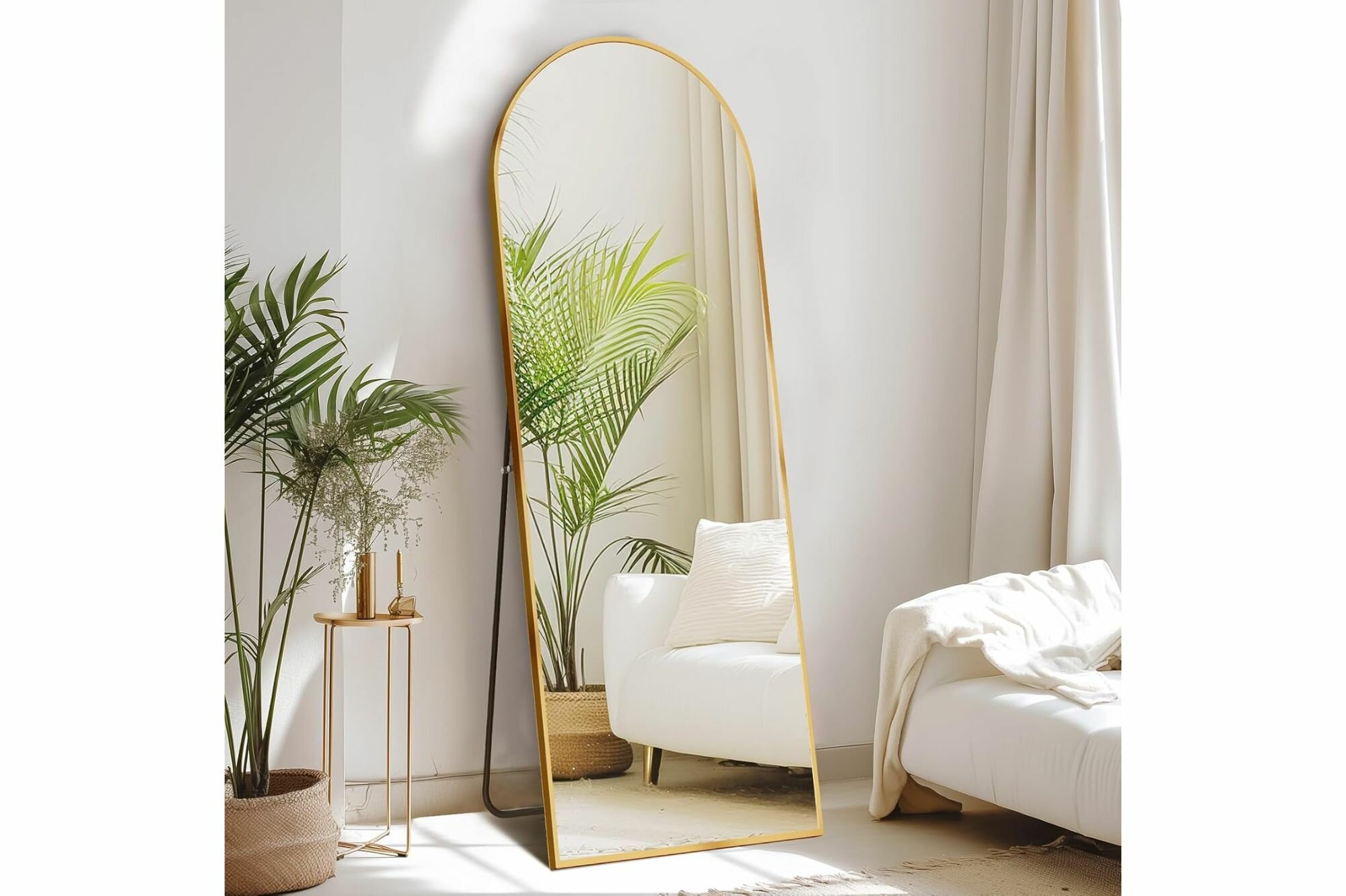 Зеркало напольное "Без бренда", овальное, с подсветкой, рама золотая, 60x165см — фото 1
