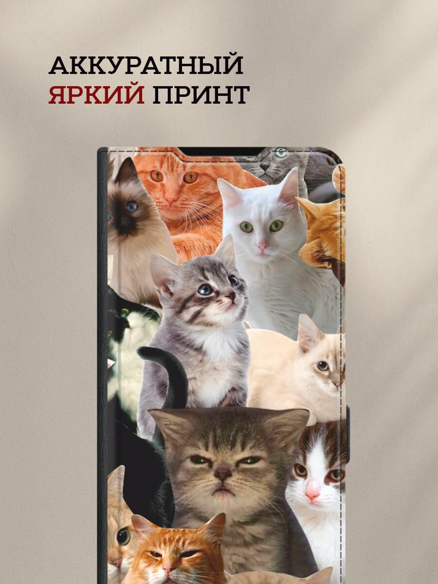 Чехол-книжка на Apple iPhone 15 Pro / Айфон 15 Про с принтом Коты из мемов — фото 1