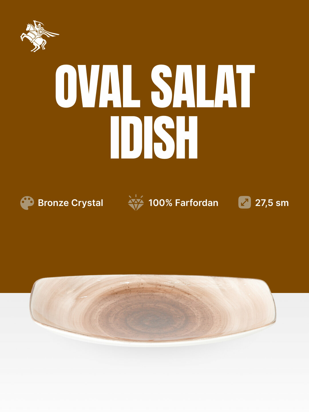 Овальная закусница 10, выполнена из прочного фарфора, эффект кристалла, ручная работа - Бронзовый