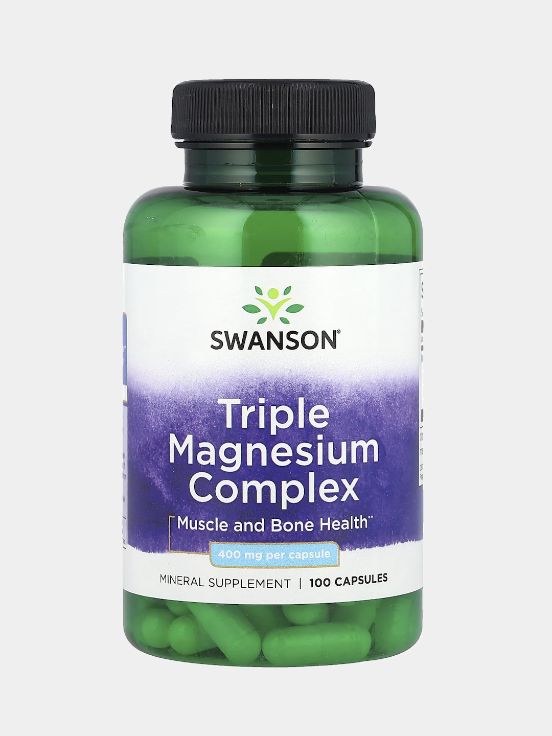 Swanson Магний комплекс 400 мг здоровье мышц и костей, 100 капсул, Халяль