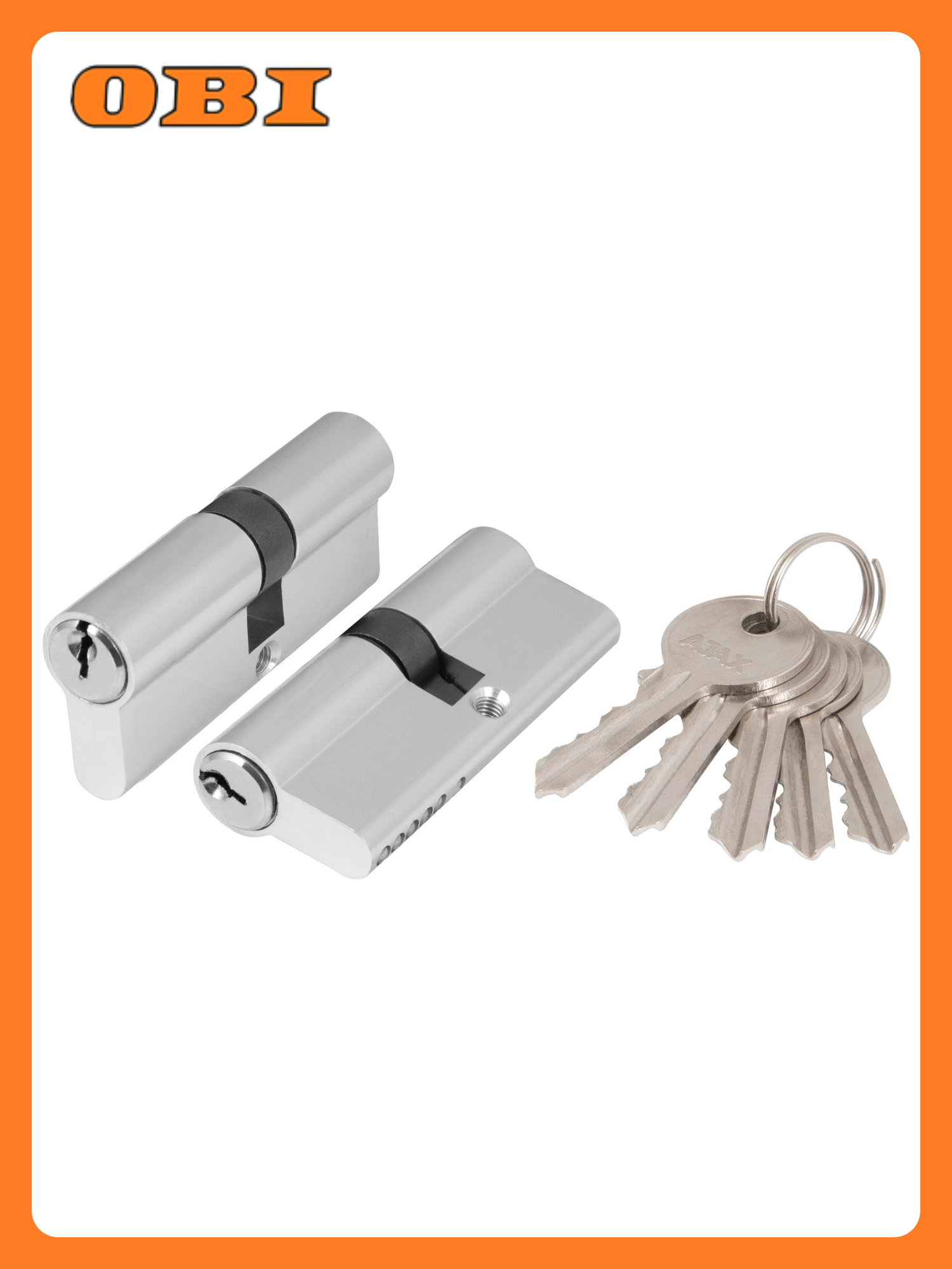 Цилиндр Ajax AX100 70мм ключ-ключ хром 5 ключей 5000 комбинаций