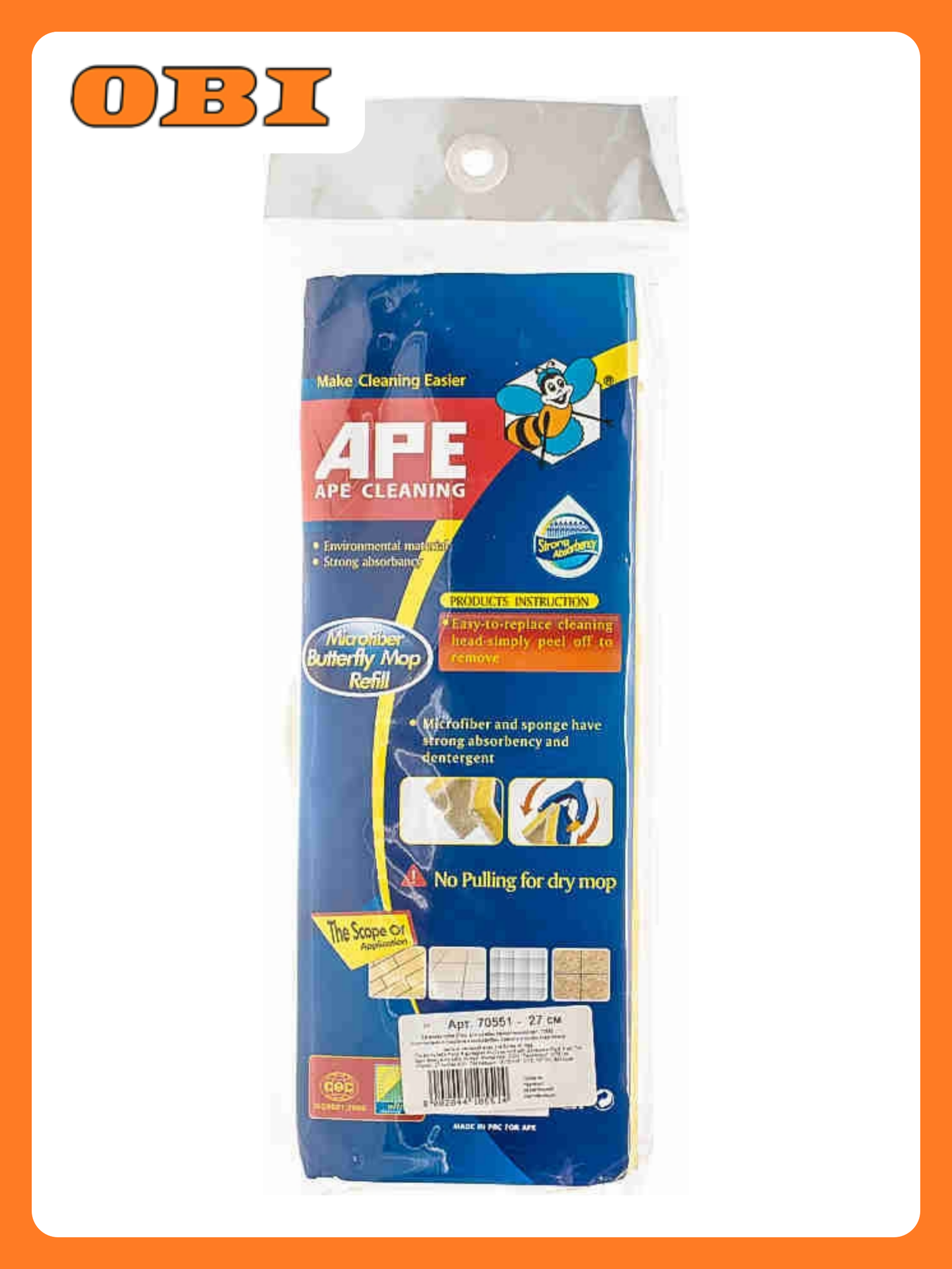 Насадка-бабочка на швабру Apex губка микрофибра с отжимом белая 1 шт ширина 10 см металл