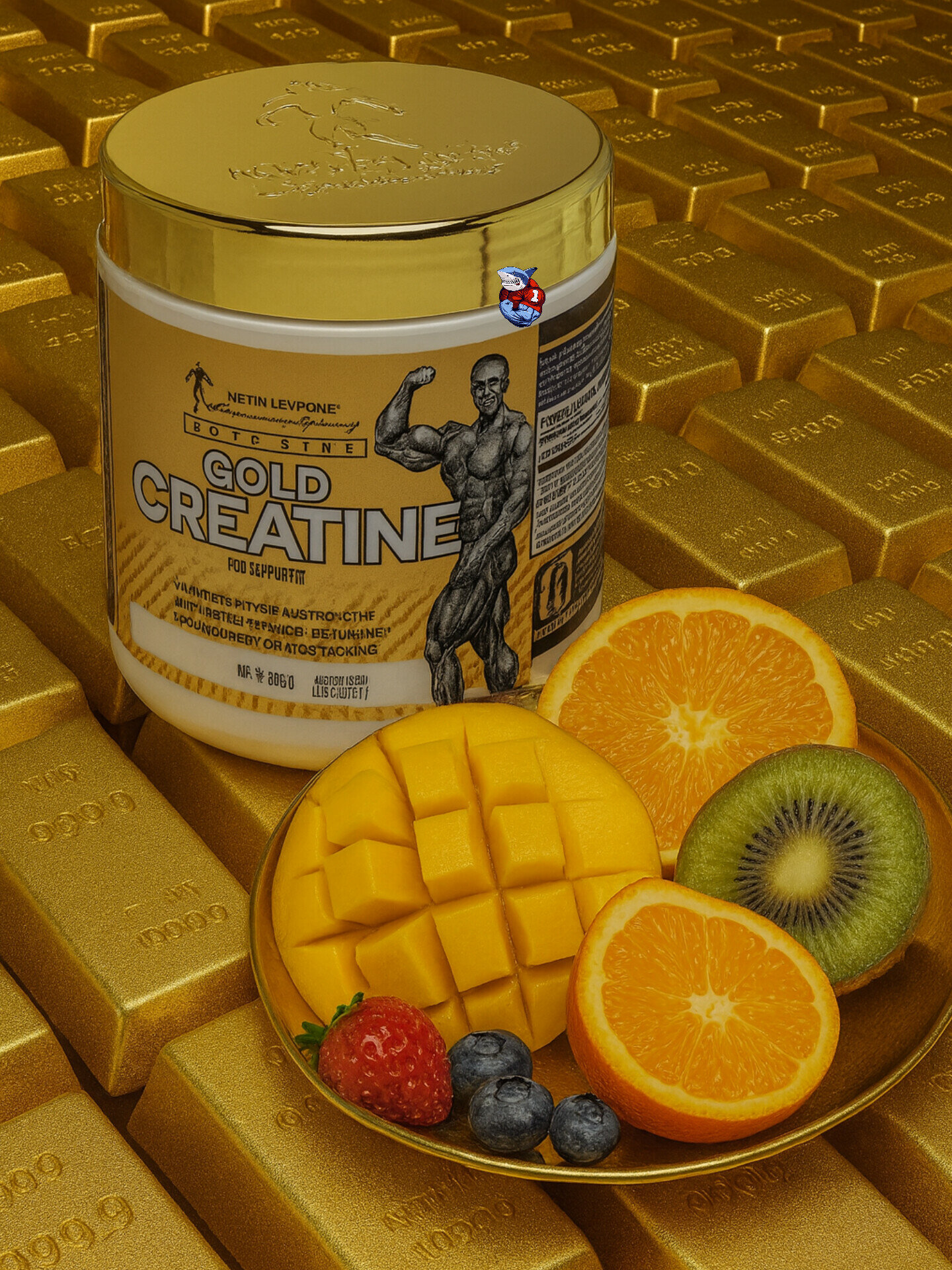 Gold Creatine от Кевина Леврона 50 порций каждая порция 6 грамм креатина моногидрата. Фруктовый.