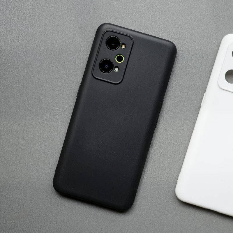 Чехол для Realme GT2 из матового мягкого ТПУ силикона, черный, полный покрытие, защита от падений