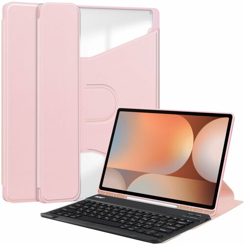 фото Чехол для samsung galaxy tab s8-s10 ultra 14.6" с клавиатурой розовый woap