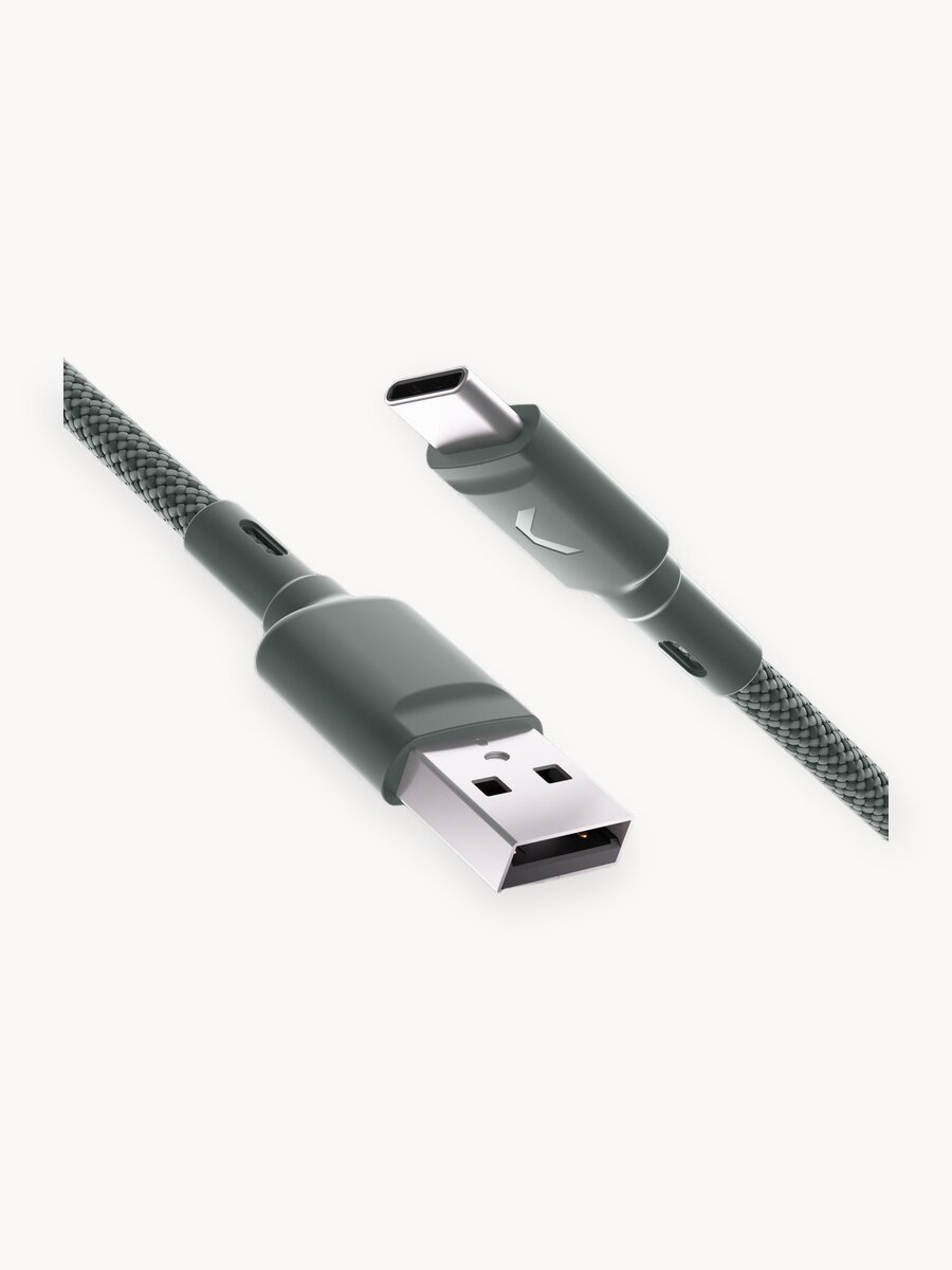 Кабель COMMO Range USB Type-A - USB Type-C, 1.2м, Серо-зелёный