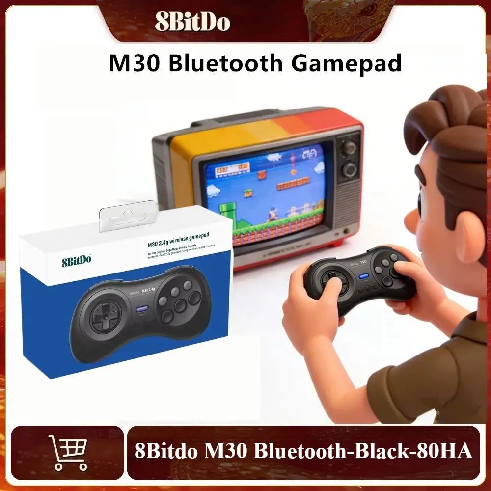 Bluetooth-геймпад 8BitDo M30 80HA для ПК Nintendo Switch, macOS и Android в стиле Sega Genesis Mega Drive