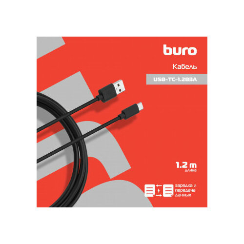 фото Кабель buro usb-tc-1.2b3a usb (m)-usb type-c (m) 1.2м черный