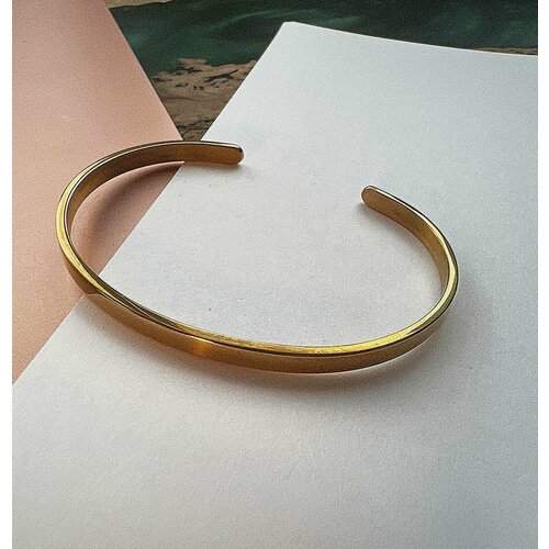 Жесткий браслет, 1 шт., размер one size, диаметр 5 см, желтый, золотистый
