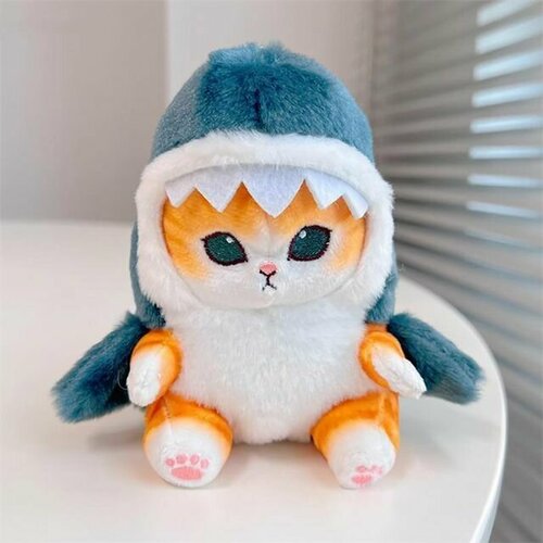 Кот Акула 23 см Мягкая игрушка / Кошка в костюме акулы / Плюшевый котик для девочек и мальчиков