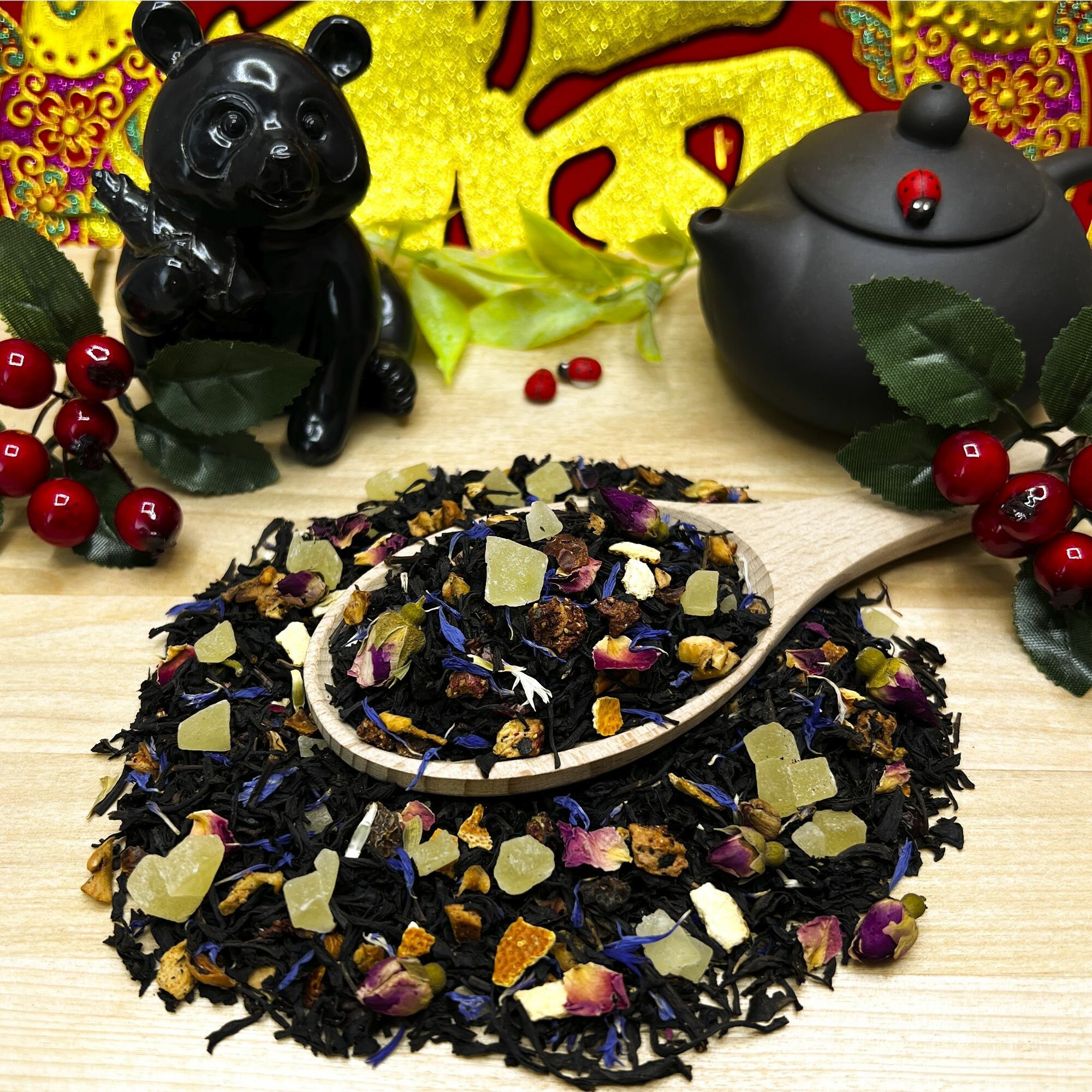 Индийский Черный чай с клубникой, шиповником и апельсином Достояние Петра Полезный чай / HEALTHY TEA, 50 гр