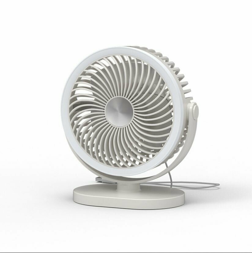 Вентилятор настольный белый 13х16см с подсветкой / Портативный электрический подвесной мини-вентилятор - фотография № 5