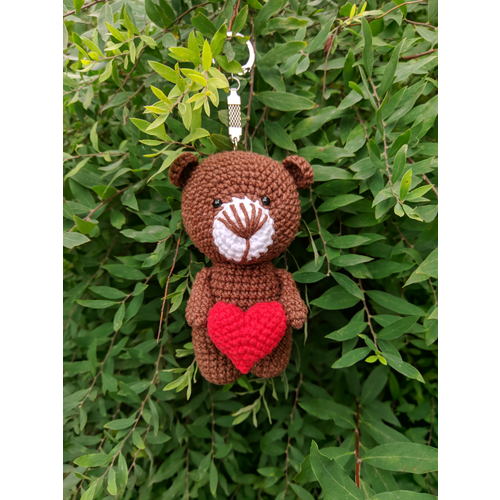 Брелок, вязаная фактура, коричневый