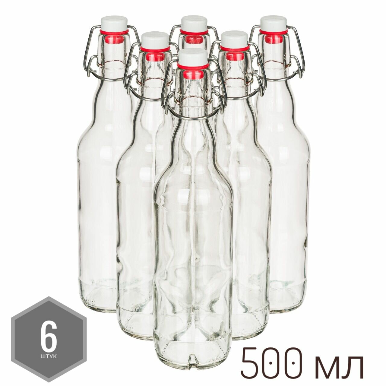 Бутылка с бугельной пробкой 500 мл 6 шт - фотография № 1