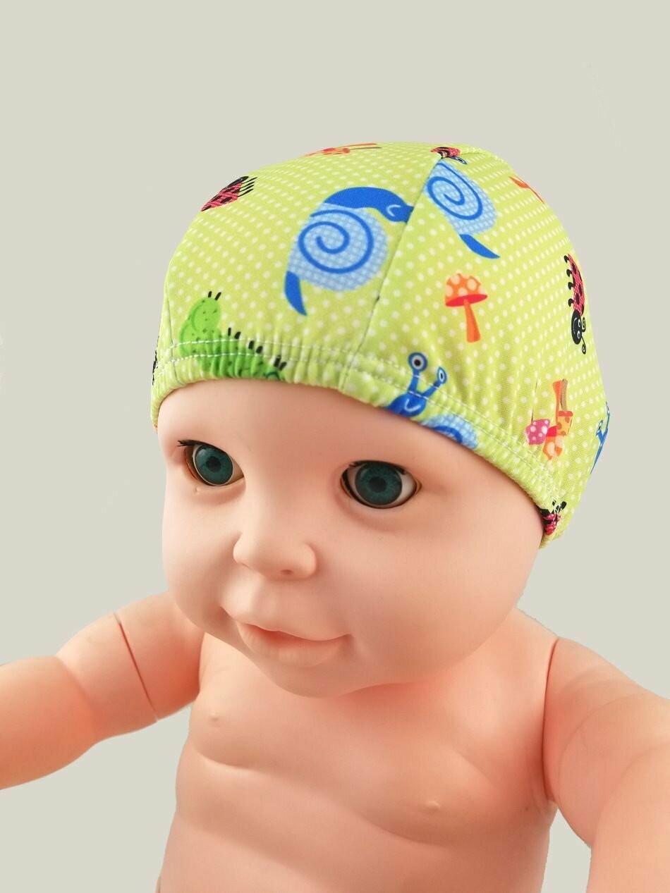 Шапочка для плавания Ocean Fry зеленая детская тканевая для бассейна 0-3 лет для девочки и для мальчика на обхват головы до 48 см
